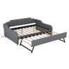 Full Size Upholstery Daybed with Trundle and USB Charging Design; Trundle can be flat or erected
