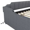 Full Size Upholstery Daybed with Trundle and USB Charging Design; Trundle can be flat or erected