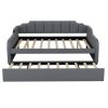 Full Size Upholstery Daybed with Trundle and USB Charging Design; Trundle can be flat or erected