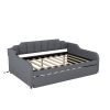 Full Size Upholstery Daybed with Trundle and USB Charging Design; Trundle can be flat or erected