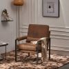 Single Iron Frame Chair Orange Bronzing Cloth Indoor Leisure Chair