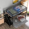 Metal Loft Bed Frame with Desk;  No Box Spring Needed; Twin