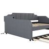 Full Size Upholstery Daybed with Trundle and USB Charging Design; Trundle can be flat or erected