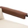 Single Iron Frame Chair Soft Cover Beige Brown Honeycomb Leather Armrest Frame Indoor Leisure Chair