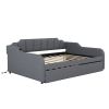 Full Size Upholstery Daybed with Trundle and USB Charging Design; Trundle can be flat or erected