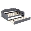 Full Size Upholstery Daybed with Trundle and USB Charging Design; Trundle can be flat or erected