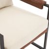 Single Iron Frame Chair Soft Cover Beige Brown Honeycomb Leather Armrest Frame Indoor Leisure Chair