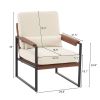 Single Iron Frame Chair Soft Cover Beige Brown Honeycomb Leather Armrest Frame Indoor Leisure Chair