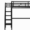 Metal Loft Bed Frame with Desk;  No Box Spring Needed; Twin