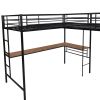 Twin Size Metal Loft Bed with Two Built-in Desks