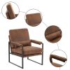 Single Iron Frame Chair Orange Bronzing Cloth Indoor Leisure Chair