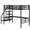 Metal Loft Bed Frame with Desk;  No Box Spring Needed; Twin