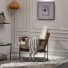 Single Iron Frame Chair Soft Cover Beige Brown Honeycomb Leather Armrest Frame Indoor Leisure Chair