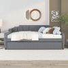 Full Size Upholstery Daybed with Trundle and USB Charging Design; Trundle can be flat or erected