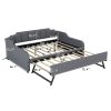 Full Size Upholstery Daybed with Trundle and USB Charging Design; Trundle can be flat or erected