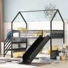 Twin over Twin Metal Bunk Bed House Bed with Slide and Staircase