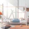 House Bed Tent Bed Frame Twin Size Metal Floor Play House Bed with Slat for Kids Girls Boys , No Box Spring Needed