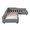 Upholstered Double Twin Size Daybed with Trundle and Drawer