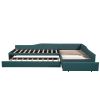 Upholstered Double Twin Size Daybed with Trundle and Drawer