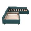 Upholstered Double Twin Size Daybed with Trundle and Drawer