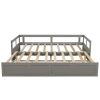 Wooden Daybed with Trundle Bed and Two Storage Drawers , Extendable Bed Daybed,Sofa Bed for Bedroom Living Room