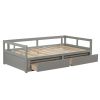 Wooden Daybed with Trundle Bed and Two Storage Drawers , Extendable Bed Daybed,Sofa Bed for Bedroom Living Room