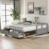 Wooden Daybed with Trundle Bed and Two Storage Drawers , Extendable Bed Daybed,Sofa Bed for Bedroom Living Room