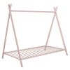 House Bed Tent Bed Frame Twin Size Metal Floor Play House Bed with Slat for Kids Girls Boys , No Box Spring Needed