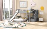 Stairway Twin over Twin Bunk Bed with Two Drawers and Slide