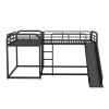 Full and Twin Size L-Shaped Bunk Bed with Slide and Short Ladder