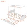 Wood Canopy Bed with Trundle Bed ; Full Size Canopy Platform bed With Support Slats .No Box Spring Needed