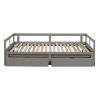 Wooden Daybed with Trundle Bed and Two Storage Drawers , Extendable Bed Daybed,Sofa Bed for Bedroom Living Room