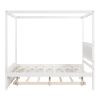 Wood Canopy Bed with Trundle Bed ; Full Size Canopy Platform bed With Support Slats .No Box Spring Needed