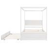 Wood Canopy Bed with Trundle Bed ; Full Size Canopy Platform bed With Support Slats .No Box Spring Needed