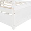Wood Canopy Bed with Trundle Bed ; Full Size Canopy Platform bed With Support Slats .No Box Spring Needed