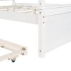 Wood Canopy Bed with Trundle Bed ; Full Size Canopy Platform bed With Support Slats .No Box Spring Needed