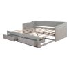 Wooden Daybed with Trundle Bed and Two Storage Drawers , Extendable Bed Daybed,Sofa Bed with Two Drawers