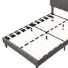Full size Upholstered Platform Bed with Storage Headboard and USB Port, Linen Fabric Upholstered Bed