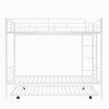 Twin-Over-Twin Metal Bunk Bed With Trundle,Can be Divided into two beds,No Box Spring needed