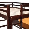 Full size Loft Bed with Desk and Writing Board, Wooden Loft Bed with Desk & 2 Drawers Cabinet