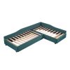 Upholstered Double Twin Size Daybed with Trundle and Drawer