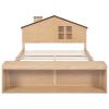 Full Size House Platform Bed with LED Lights and Storage