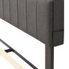 Full size Upholstered Platform Bed with Storage Headboard and USB Port, Linen Fabric Upholstered Bed