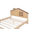 Full Size House Platform Bed with LED Lights and Storage