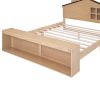 Full Size House Platform Bed with LED Lights and Storage