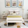 Twin Size Wood Platform Bed with Headboard and Wooden Slat Support