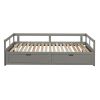 Wooden Daybed with Trundle Bed and Two Storage Drawers , Extendable Bed Daybed,Sofa Bed for Bedroom Living Room