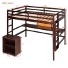 Full size Loft Bed with Desk and Writing Board, Wooden Loft Bed with Desk & 2 Drawers Cabinet