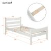 Twin Size Wood Platform Bed with Headboard and Wooden Slat Support