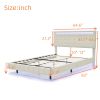 Queen Size Floating Bed Frame with LED Lights and USB Charging,Modern Upholstered Platform LED Bed Frame